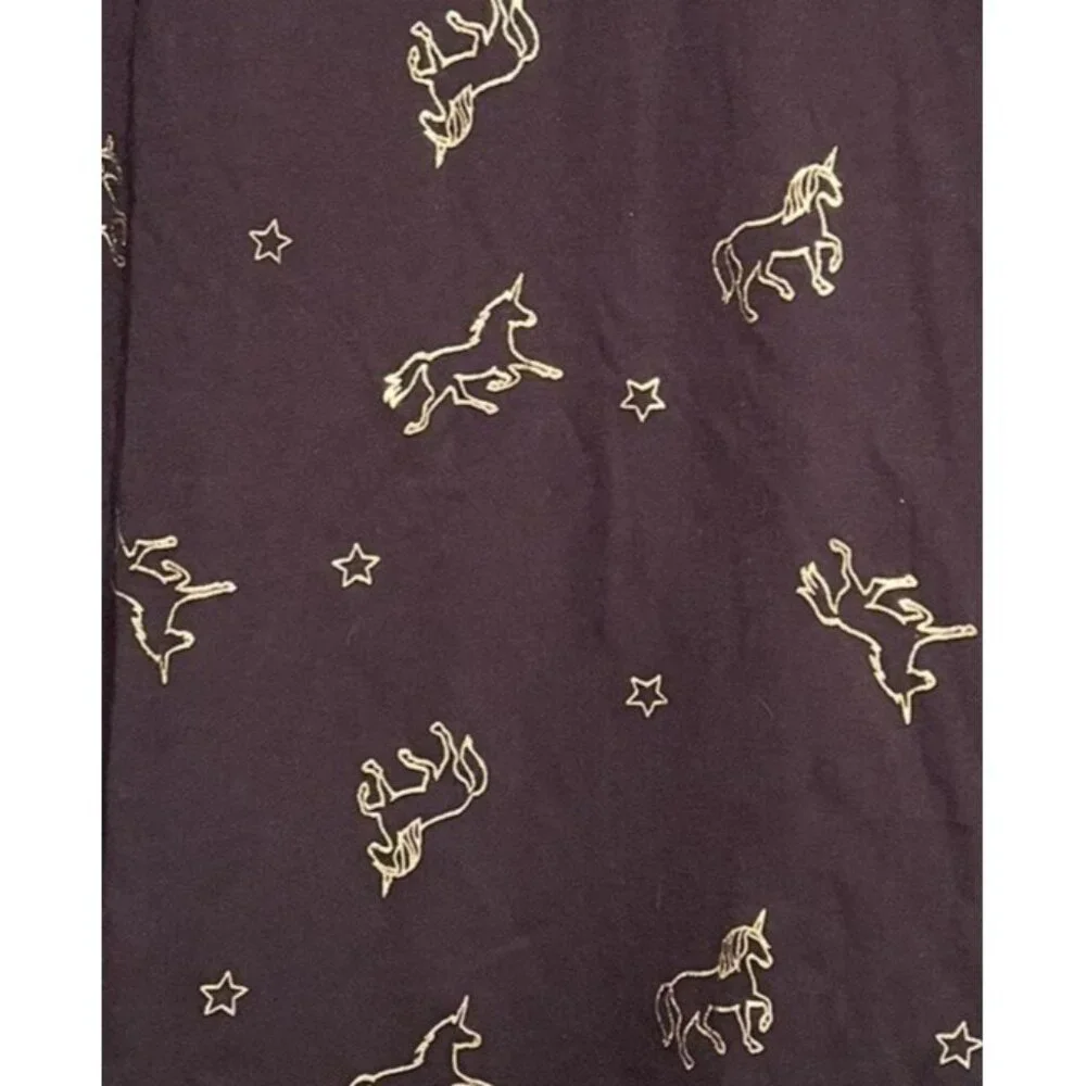 Vintage Old Navy Gold Foil Unicorn‎ Long Sleeve Top - Black & Metallic Gold XXL